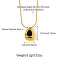 Gouden roestvrijstalen ketting met een druppelvormige hanger en zwarte edelsteen - Goud-Zwarte Waterdruppel (25N06601G-B)
