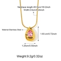 Gouden roestvrijstalen ketting met roze druppelvormige kristallen hanger op witte basis - Goud-Roze Waterdruppel (25N06601G-P)