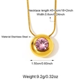 Gouden roestvrijstalen ketting met roze kristallen bloemenhanger en slangenketting - Goud-Roze Cirkel (25N06598G-P)