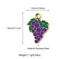 Grape charm pendant in purple and green enamel with golden stainless steel frame - Grape Style (25N06496G)