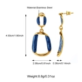 Orecchini geometrici dorati irregolari con resina marmorizzata blu in acciaio inossidabile - Stile Blu (25E01600G-3)