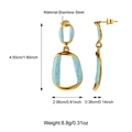 Orecchini in marmo azzurro con cornice geometrica irregolare in acciaio inossidabile oro - Stile Blu Chiaro (25E01600G-5)