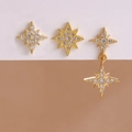 Star-shaped gold earrings set with micro-paved cubic zirconia for elegant women's wear - Earring Set / Gold Style (Y27329)