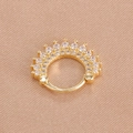 Elegant gold round crown earrings with sparkling pavé zircons and a hinged closure - Gold Transparent Style