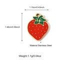 Red strawberry enamel charm pendant in stainless steel for DIY jewelry making - Strawberry Style (25N06504G)