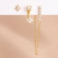 Juego de pendientes de estrella de ocho puntas dorados con borlas de circón - Estilo Dorado (Y27285)