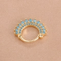 Elegant gold piercing hoop ring with turquoise beads and ball closure on silk background - Gold & Blue