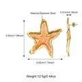 Pendientes de estrella de mar en acero dorado con esmalte naranja y medidas - Estilo Rosa Anaranjado (25E01601G-2)