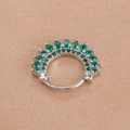Detailed macro shot of silver crown earrings with emerald green zircon micro-pave crystals - Silver Green