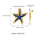 Pendientes de estrella de mar dorados con incrustación de mármol azul en acero - Estilo Azul Oscuro (25E01601G-3)