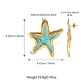 Pendientes de estrella de mar irregulares en esmalte azul claro y acero dorado - Estilo Azul Celeste (25E01601G-4)
