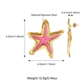 Pendientes de estrella de mar rosa en acero con dimensiones 4,92cm altura y 4,42cm ancho - Estilo Rosa (25E01601G-5)