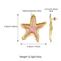 Pendientes de estrella de mar de esmalte rosa con base dorada de acero inoxidable - Estilo Rosa Claro (25E01601G-6)