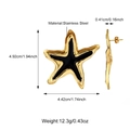 Pendientes de estrella de mar irregulares de acero inoxidable con esmalte negro - Estilo Negro (25E01601G-8)