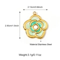 Edelstahl Kamelie Anhänger mit grünem Emaille und Perleneinlage in Gold-Finish - 25n06664g-1