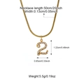 Collana a catena serpente dorata con ciondolo numero 2 in diamanti per uomo e donna - Oro 2