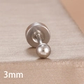 Macro detail of 3mm silver ball stud earring featuring a secure flat back screw design - 3mm Style (Y27461) / Silver