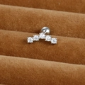 Macro shot of silver curved row five-zircon stud earring with ball back closure - Five Diamond Curved Arch (Y20411-12)