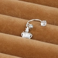Piercing de nombril couronne en argent avec zircons sur boîte en velours marron - Pendentif Couronne (Y20370-20)