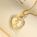 Goldene Herz-Halskette mit Pavé-Diamanten und beweglichem Anhänger mit dem Buchstaben X - Buchstabe X / Gold