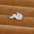 Dettaglio di orecchini a lobo a forma di foglia con zirconi su velluto marrone - Stile Grappolo di Foglie (Y20411-15)