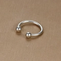 Anneau fer à cheval poli en argent pour nez et oreilles avec deux boules de fermeture - Argent