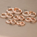 Rose gold rhinestone hoop earrings shown in seven sizes from 5mm to 12mm diameter - Rose Gold with White Rhinestone / 10mm