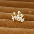 Macro shot of gold crown cartilage stud with sparkling cubic zirconia on brown velvet - 0.8mm / Gold (Y20411-14)