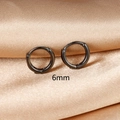Minimalist black 6mm hoop earrings for women with a sleek hinged stainless steel design - Small / Black