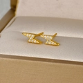 Pendientes de rayo en oro de 18k con pavé de circonitas cúbicas brillantes - Forma de Rayo (E1157) / Dorado