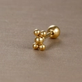 Golden five-ball cluster stainless steel cartilage stud earring with screw-on back closure - Five-Ball Cluster Flower Style (Y20419-2) / Gold