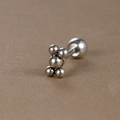 Macro shot of silver stainless steel ball cluster stud earring with screw back base - Five-Ball Cluster Flower Style (Y20419-2) / Silver