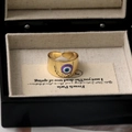 Bague plaquée or 18 carats avec œil grec violet et bande ouverte réglable pour femme - Violet