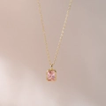 Elegant 18k gold plated necklace with a rectangular pink birthstone pendant for women - Pink (October)