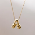 Collier pour femme plaqué or 18 carats avec pendentif lettre A en forme de bulle - Lettre A (A)
