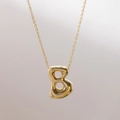 Chic collier avec pendentif lettre B bulle plaqué or 18 carats et finition brillante - Lettre B (B)