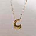 Collier avec pendentif lettre C bombée en finition or 18 carats poli pour femme - Lettre C (C)