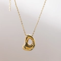 Collier avec pendentif bulle en or 18 carats poli et forme géométrique organique unique - Lettre D (D)