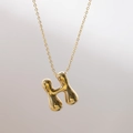 Collier avec pendentif lettre H dorée à l'or 18 carats, design bulle effet miroir - Lettre H (H)