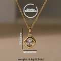 Especificaciones de tamaño detalladas para collar con colgante de circón de 40+5cm - Chapado en Oro de 18K / Circonita Blanca