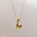 Collier avec pendentif lettre L en forme de bulle plaqué or 18K poli pour femme - Lettre L (L)