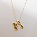 Collier plaqué or 18 carats avec pendentif lettre M style bulle de savon - Lettre M (M)