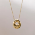 Collier bulle plaqué or 18 carats avec pendentif rond à texture fondue irrégulière - Lettre O (O)