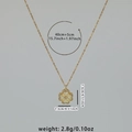 Detail showing dimensions of opal four-leaf clover pendant necklace with gold chain - 18K / White