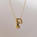 Pendentif lettre P bulle plaqué or 18 carats sur collier à fine chaîne à maillons - Lettre P (P)