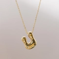 Collier avec pendentif lettre bulle plaqué or 18 carats avec finition polie miroir - Lettre U (U)