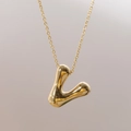 Collier pour femme avec pendentif lettre L 3D style ballon plaqué or 18 carats - Lettre V (V)