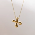 Collier doré 18 carats avec pendentif au design de métal liquide et style épuré - Lettre X (X)