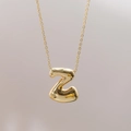 Collier avec pendentif lettre Z doré 18 carats style ballon poli pour femme - Lettre Z (Z)