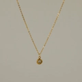 Collier minimaliste en acier inoxydable doré 18k avec pendentif en zircon rond - Or 18 carats / Avril Blanc Clair
